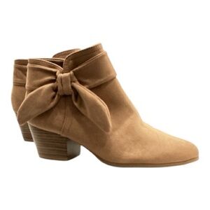 Elegant Tan Ankle Boots with Bow